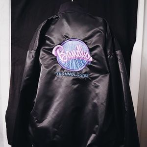 Black 1950s style bomber jacket